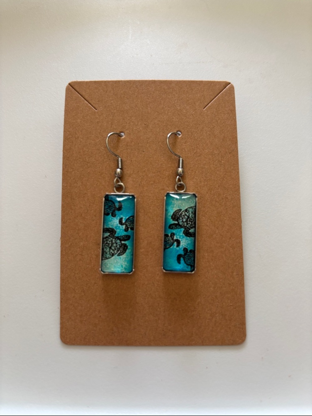Fashion Jewelry Turquoise Sea Turtle Rectangle Dangle Earrings